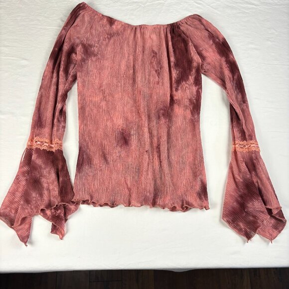 Toomi Pink Boho Bell Sleeve Top - Size M - Picture 11 of 11